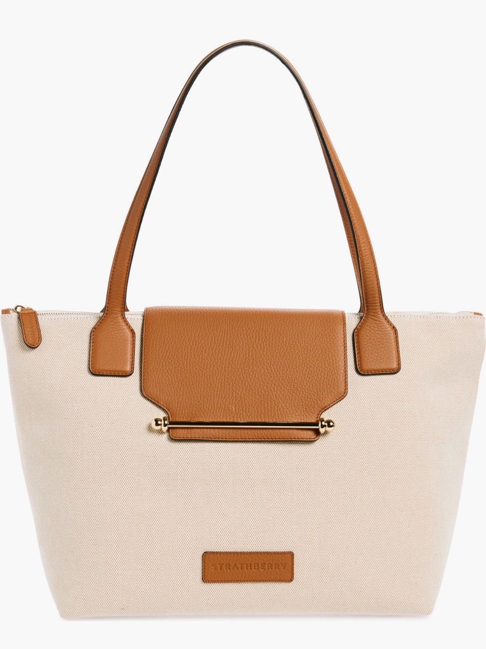 Strathberry Canvas & Leather Travel Tote Ecru Tan NWT